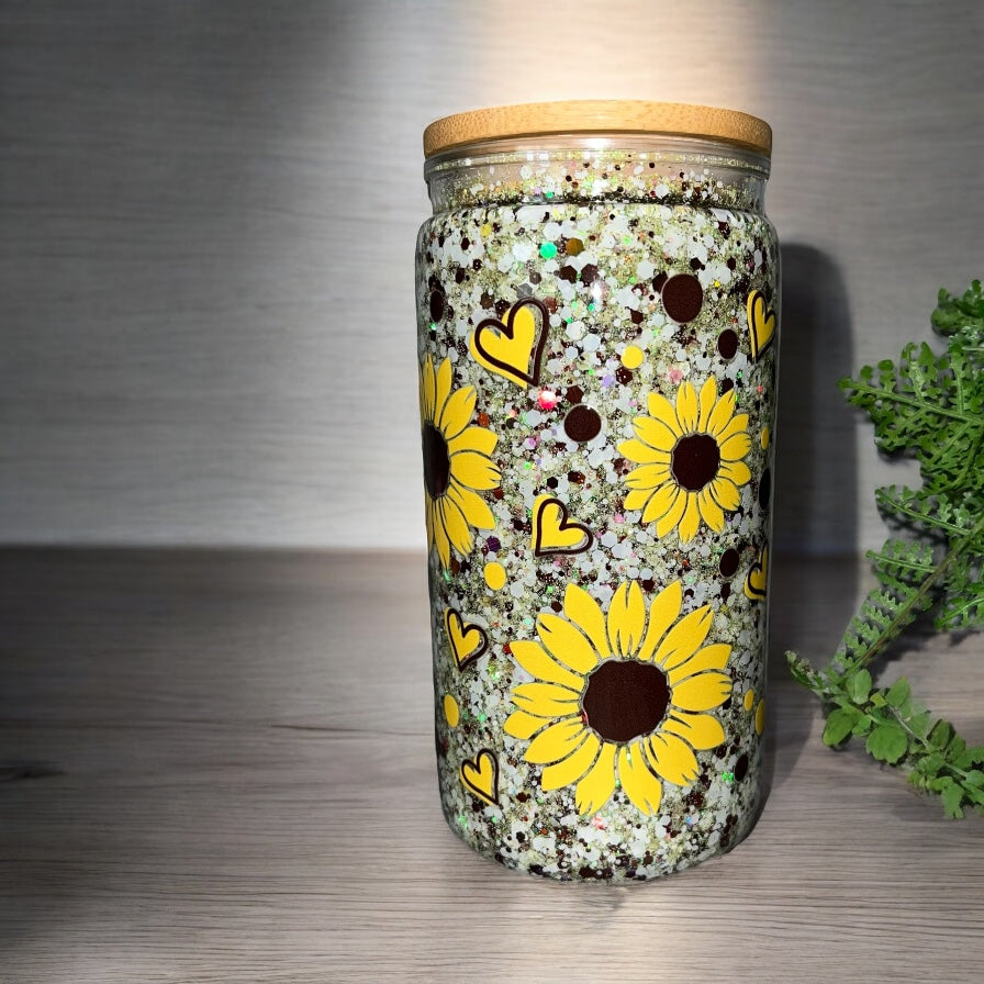 Sunflower- Snowglobe tumbler
