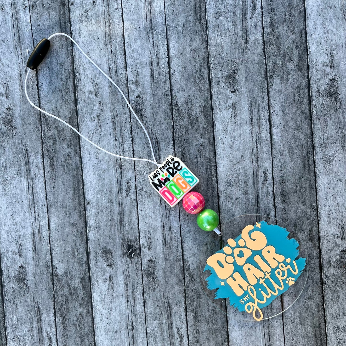 Less People, More Dogs-Rearview Mirror Car Charm