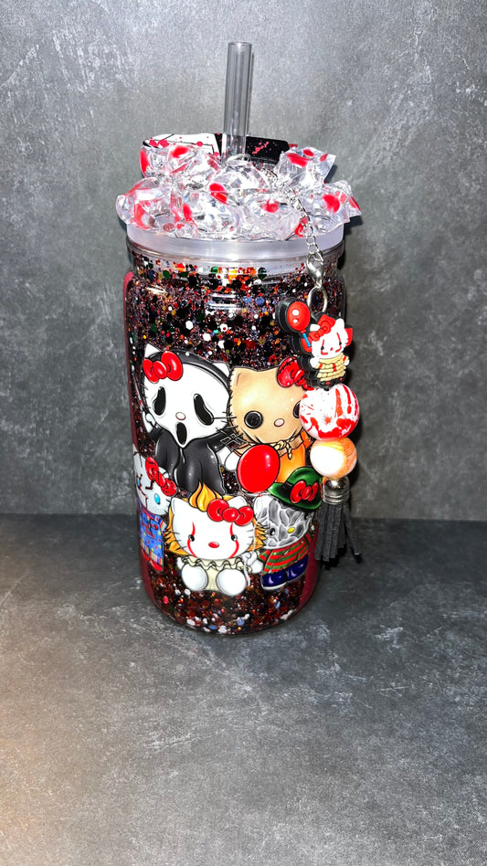 Horror Kitty-Snowglobe Tumbler