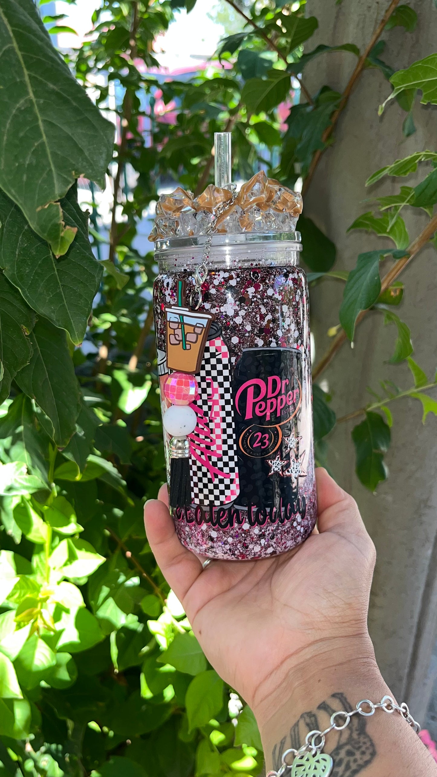Yes, I’ve eaten today: coffee, alani, drpepper-Snowglobe Tumbler