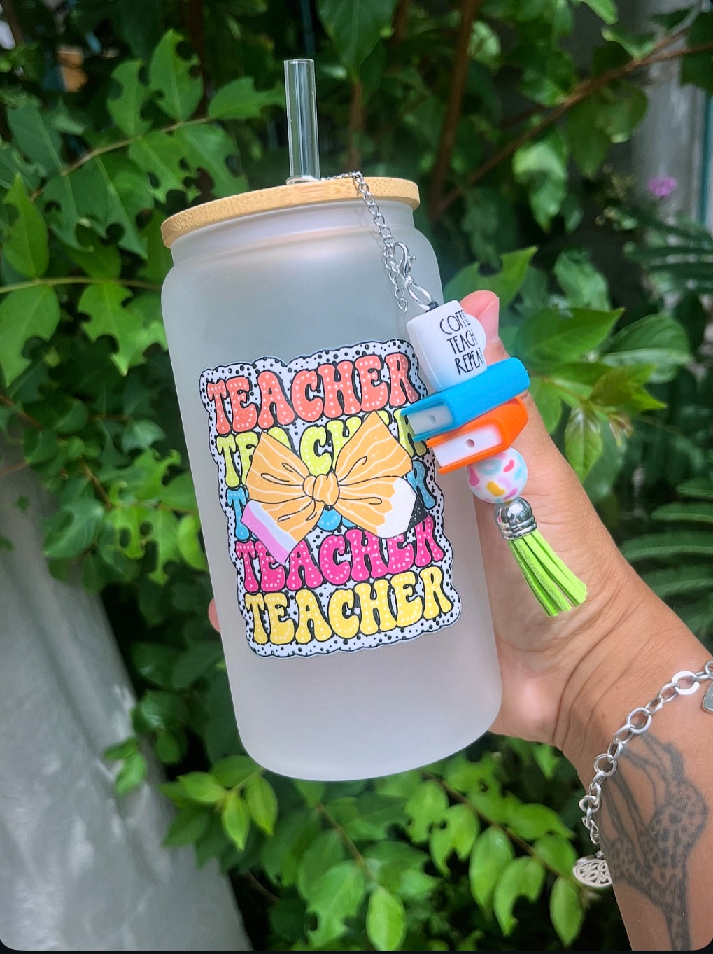 Teacher croquette bow-Frosted Tumbler