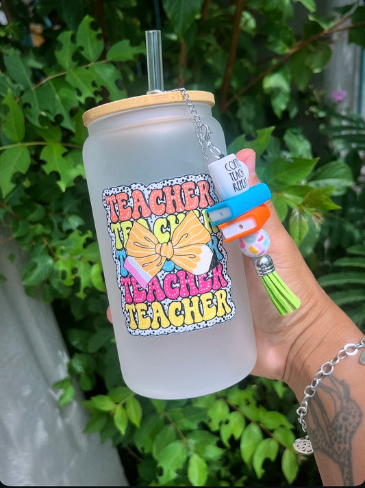 Teacher croquette bow-Frosted Tumbler