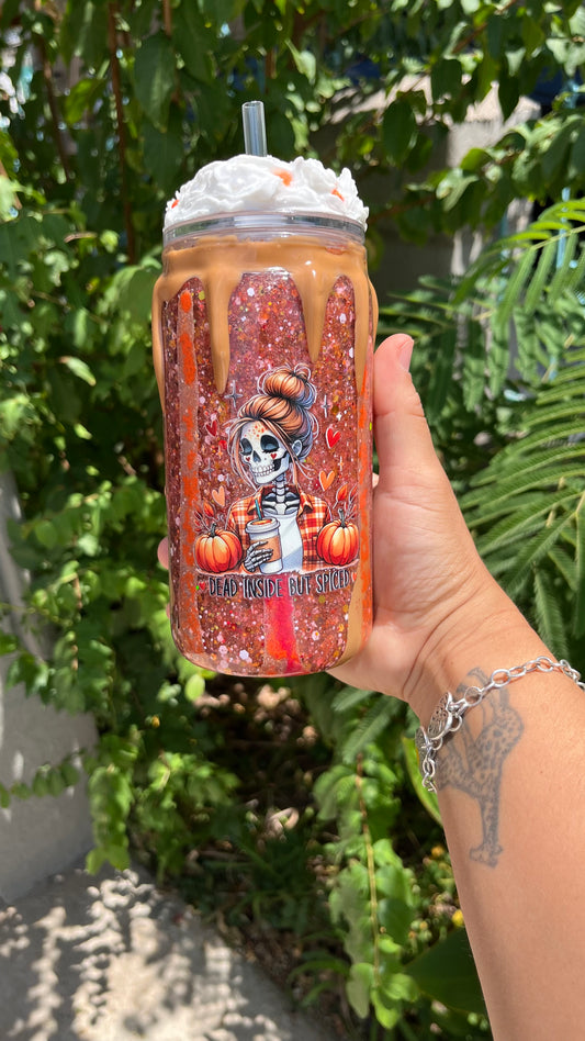 Dead Inside But Spicy-Snowglobe Tumbler