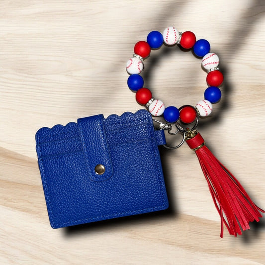 Baseball Hearts- Wristlet Keychain Wallet Set