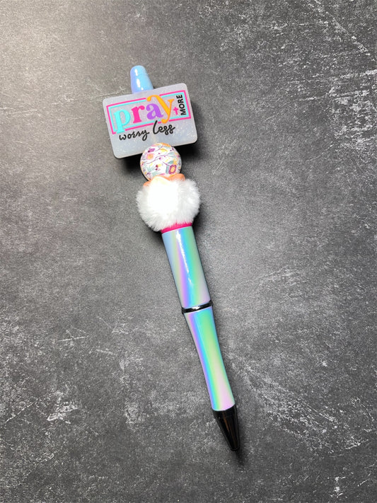 Pray More Worry Less-Beaded Pen