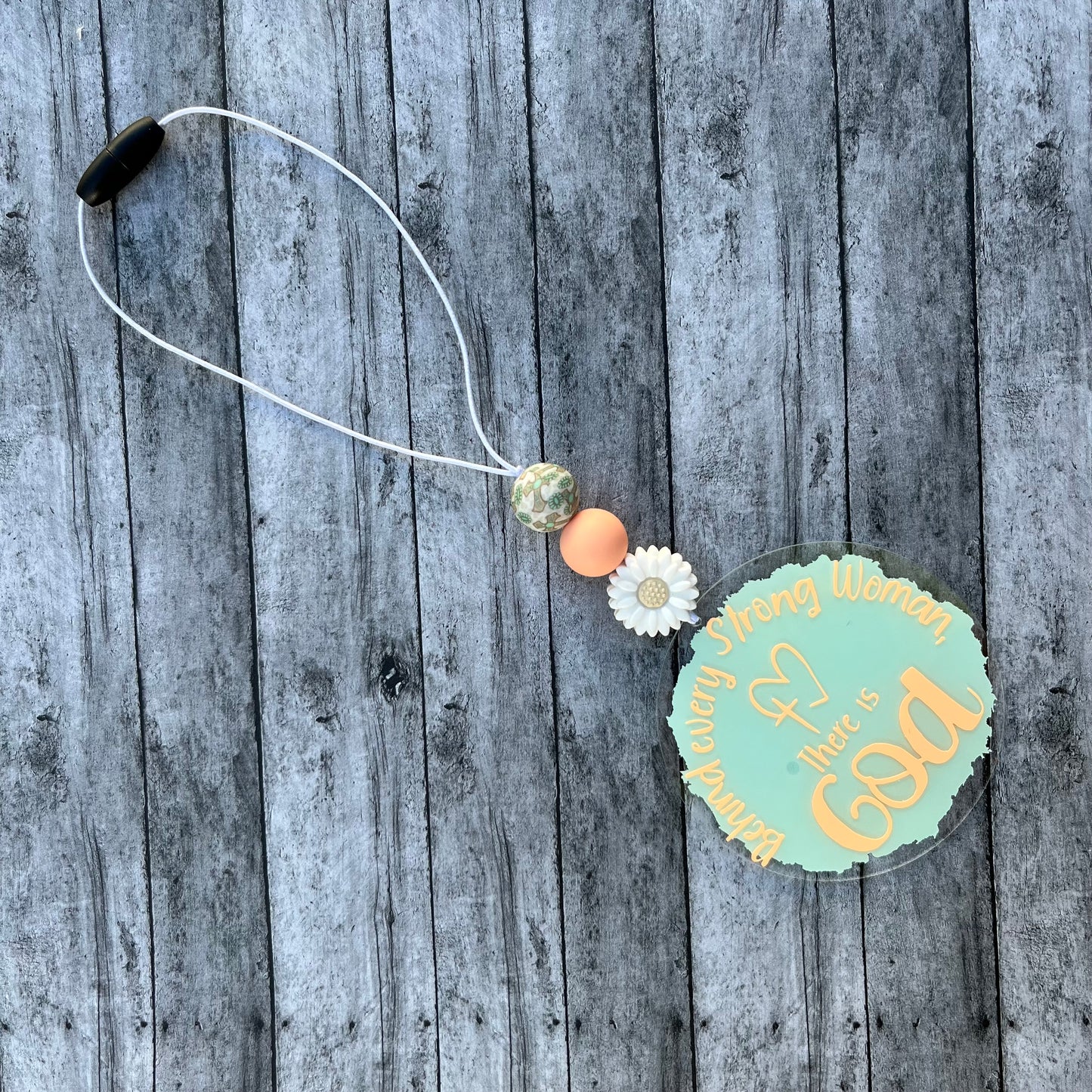 Behind Every Strong Women, There Is God-Rearview Mirror Car Charm