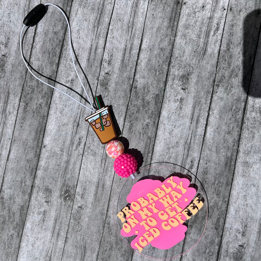 Iced Coffee Lover-Rearview Mirror Car Charm