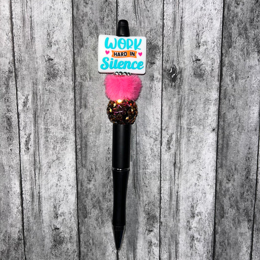 Work hard in silence, let your success be your noise-Beaded Pen