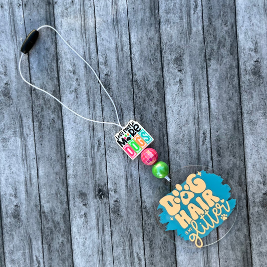 Less People, More Dogs-Rearview Mirror Car Charm