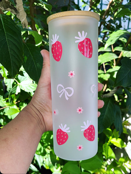 Strawberry&Bows-Frosted Skinny Tumbler